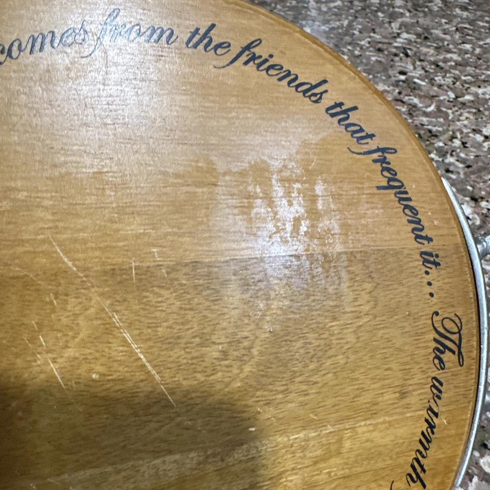 Tabla redonda MUDPIE 2012 con asas de metal (12" X 9”) hecha en India usada en excelente estado Foto 4 de 4