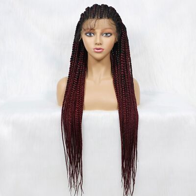 Synthetic Lace Front Wig Front Knotless Box Braided Wigs With Baby Hair 36  