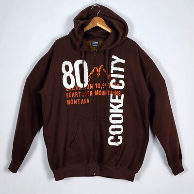 Cooke City MT Beartooth Mtns Full Zip Graphic Hoodie by Storm Fleece Size 2X