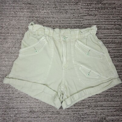 America Eagle Size 2 Girls Shorts Baggy Stretch Mid Rise Cuff Pockets Green