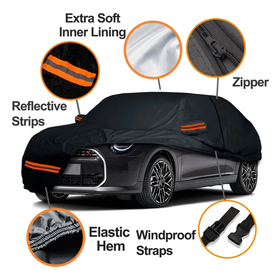 FUNDA DE COCHE 6 capas y cremallera personalizada para Mini Cooper 2002-2024 100 % impermeable exterior Foto 2 de 4