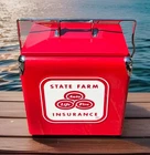 State Farm Insurance Vintage Logo Metal Red Picnic Red Picnic Cooler Ice Chest
