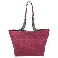 Chanel Shopping In Chains Quilted Leather Tote Bag Women Burgundy One Size
