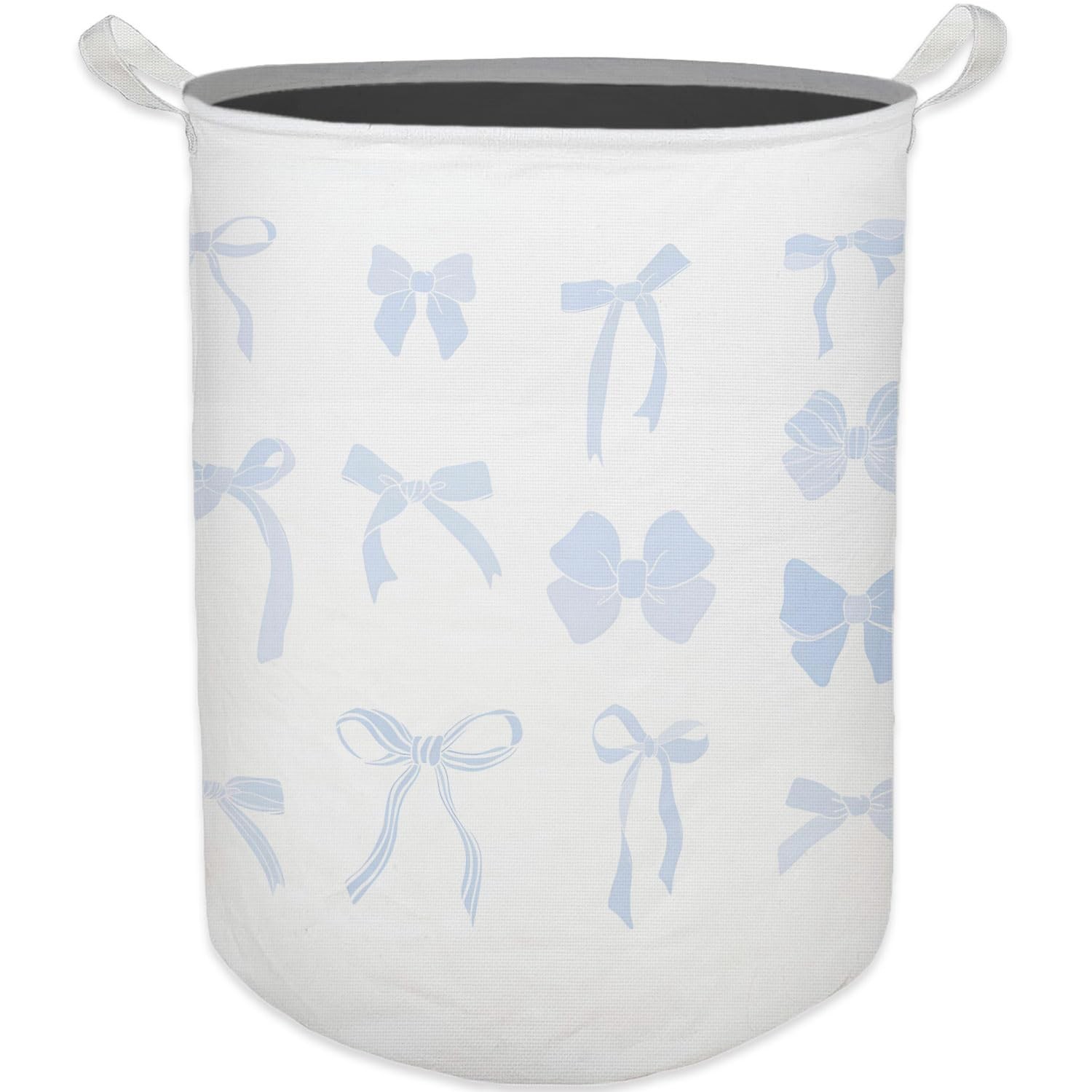 Cesta de lavandería Coquette Blue Bow niñas, caja de juguetes para habitación de niñas, azul Preppy La...