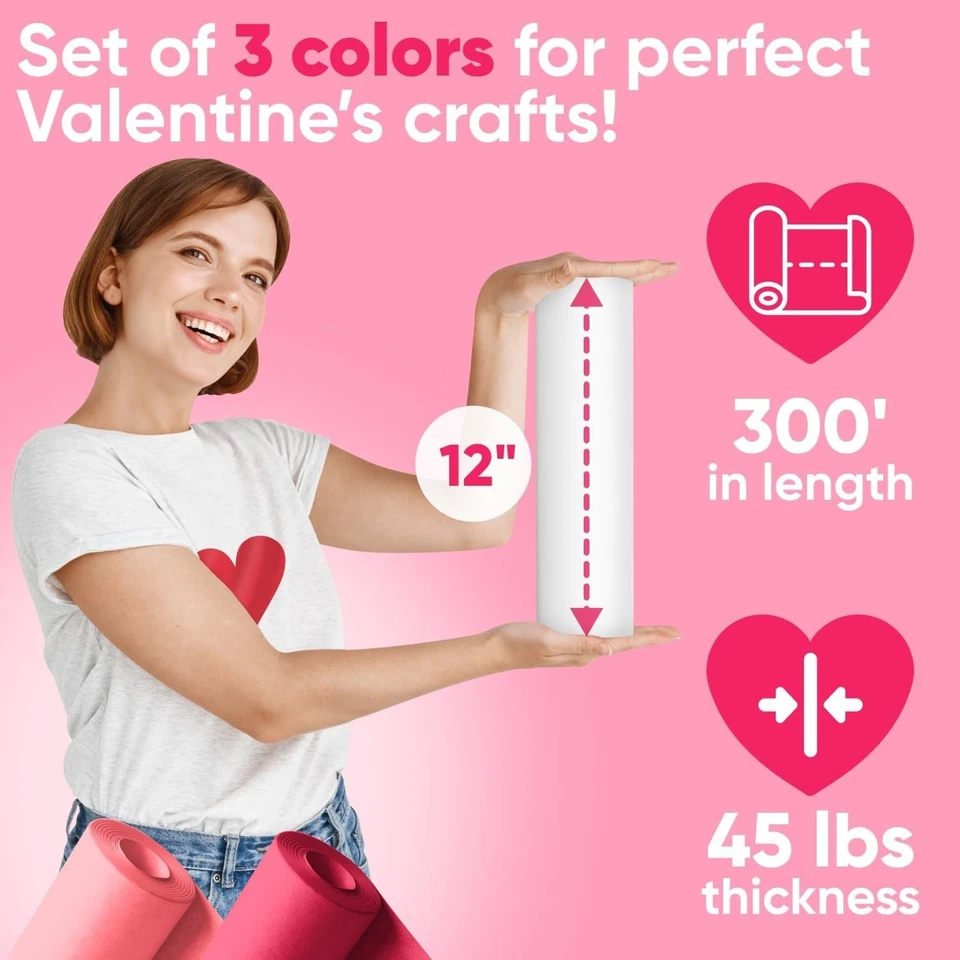 12" x 1200" (100 ft) Valentine's Day Kraft Paper Rolls Set, 45 Lbs - Red, Pin... - Image 2 of 4