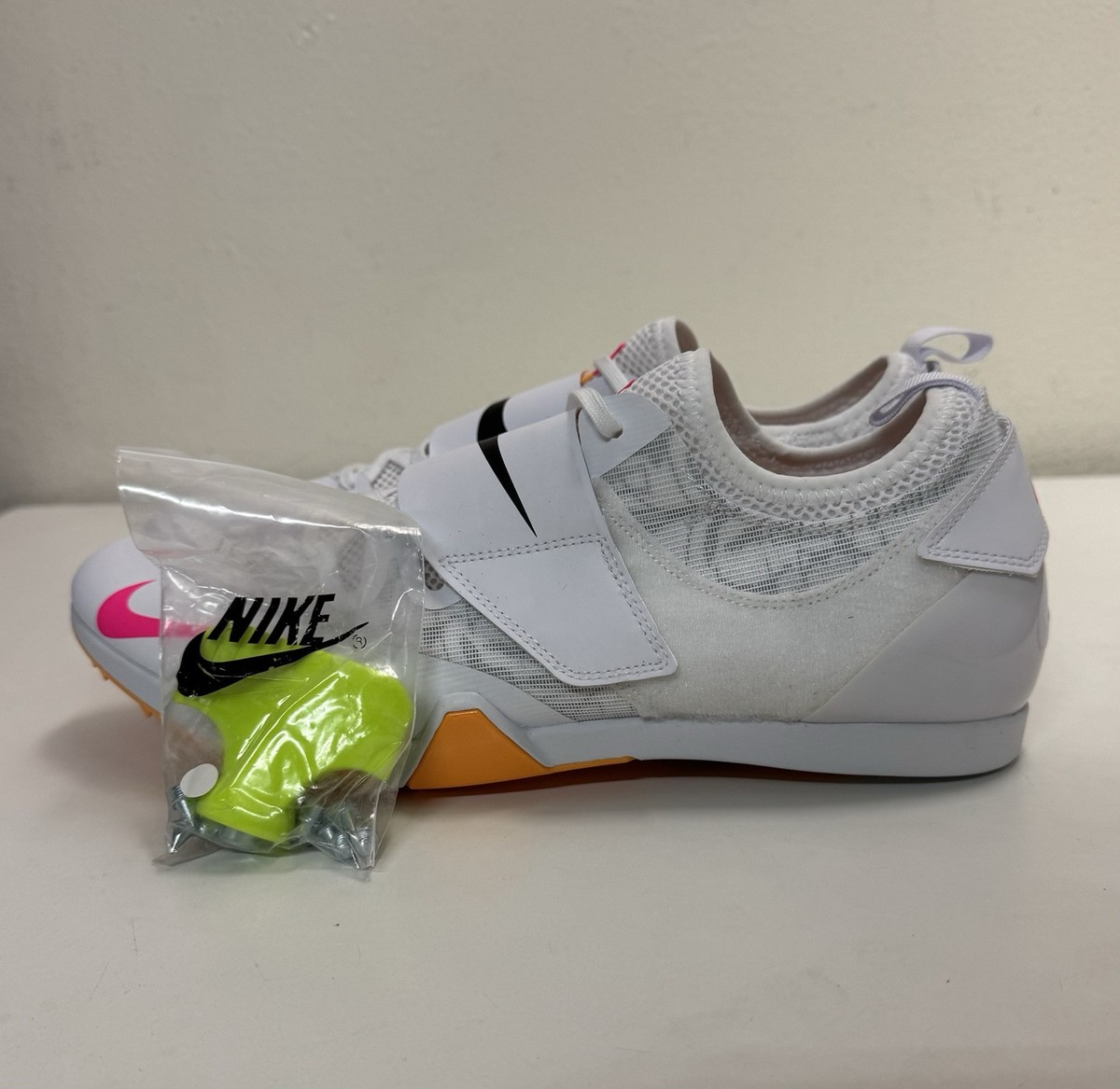 Nike Zoom Pole Vault Elite 3 Track Shoes White Orange AA1204-101 Men Sz 11.5 NEW Nike Pole Vault PV Elite White & Orange Spikes Track Shoes  main image 3
