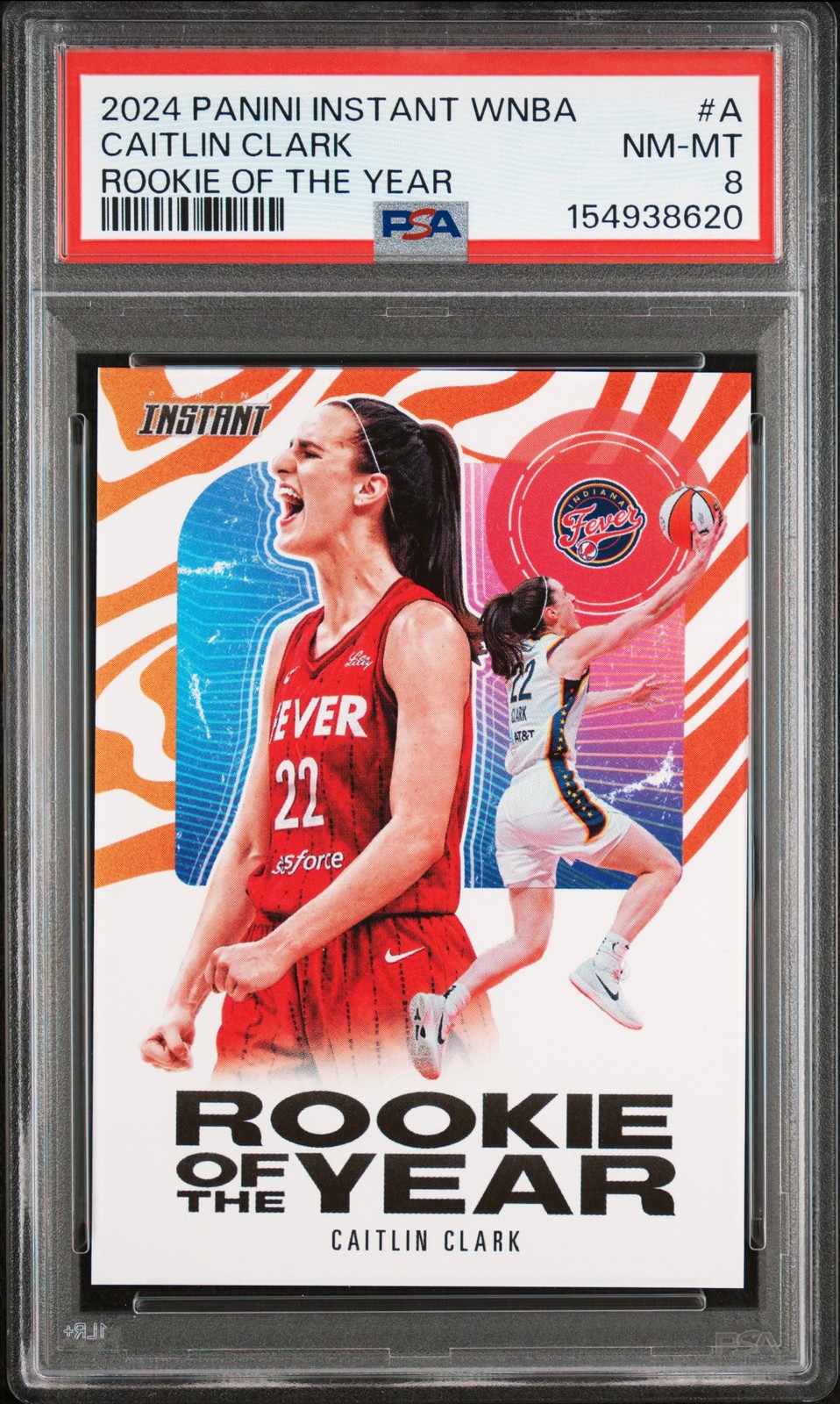 2024 PANINI INSTANT WNBA ROOKIE OF THE YEAR #A CAITLIN CLARK ROOKIE RC PSA 8
