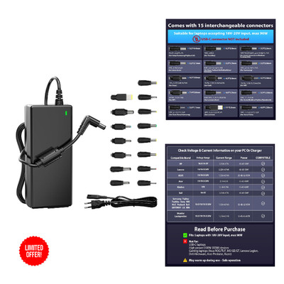 90W Universal Ladegerät 15 Stecker 18V-20V 4,7