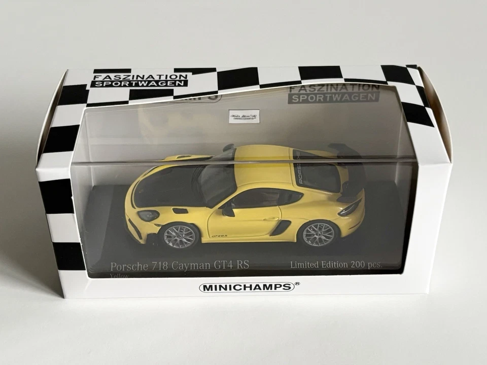 Brand New 1:43 Minichamps 2021 Porsche 718 Cayman GT4 RS Yellow Limited Edition! - Image 2 of 4