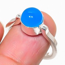 Blue Chalcedony Gemstone Handmade 925 Sterling Silver All Size Ring For Gift