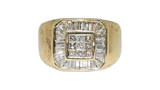 Oro giallo 14 carati uomo circa Anello moda diamante 1 00 ct misura 10 75 7 1 dwt