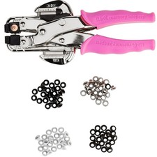 Crop-A-Dile Eyelet Setter Punch Kit, Pink, Includes 100 Eyelets, Comfort Hand...