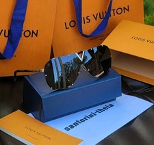 LOUIS VUITTON SUNGLASSES OVERSIZED SHIELD SUNGLASSES IN DAMIER AND SILVER