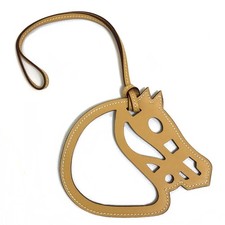 UNUSED HERMES Petit Ash Paddock Cheval strap charm VeauSwift Beige