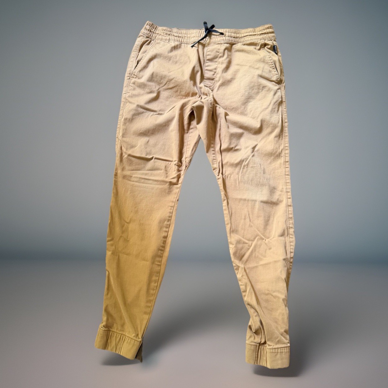 Hollister Super Skinny Jogger Stretch Drawstring Tan Khaki Pants Mens Size Large
