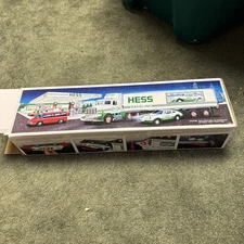 Hess 18 Wheeler and Racer Toy Semi-Truck with Lights 1992 Vintage NEW In Box
