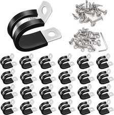 50pcs 1/2 Inch Cable Clamps 304 Stainless Steel Rubber Cushion Insulated Wire Cl