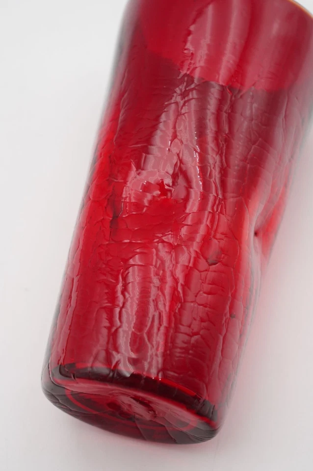 Blenko Ruby Red Glass Indented Dimple Highball Glass Tumbler 5.75" - Image 3 of 4