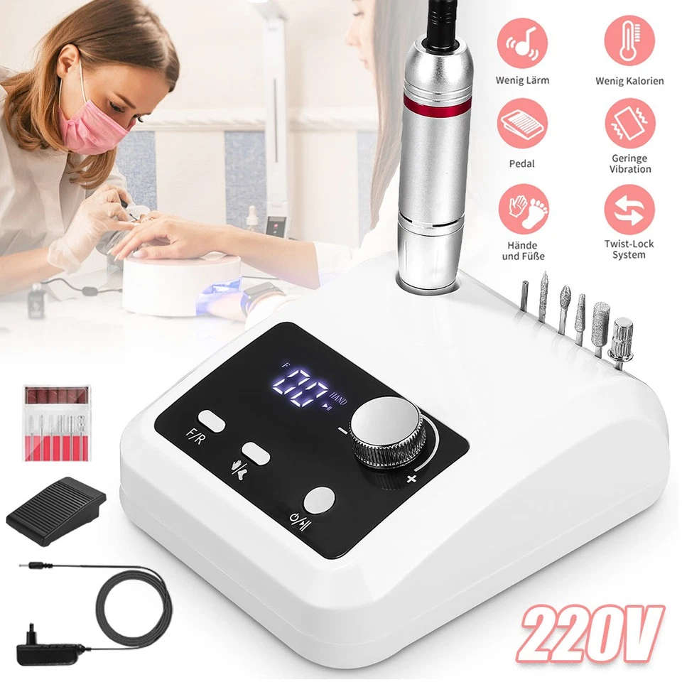 Elektrische Nagelfräser 45000 U/min Nagelfeile Maniküre Profi Pediküre Set Bits - Bild 4 von 4