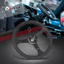 NRG Innovations 35cm 1.5" Deep Perforated Leather Black Stitch Steering Wheel