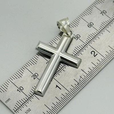 Solid 925 Sterling Silver 24mm Large Cross Pendant Only 24mmx34mm NEW - Image 1 of 4