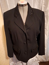 Alfred Dunner Womens Sz 12 Jacket/blazer Black With Beadwork Details