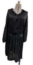 Edwardian style 1940  s Black Silk Mourning Dress Size Medium NO Tags Minor Flaw