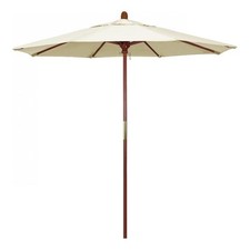 Pemberly Row 7.5' Push Lift Wood Pole Performance Fabric Canvas Patio Umbrella