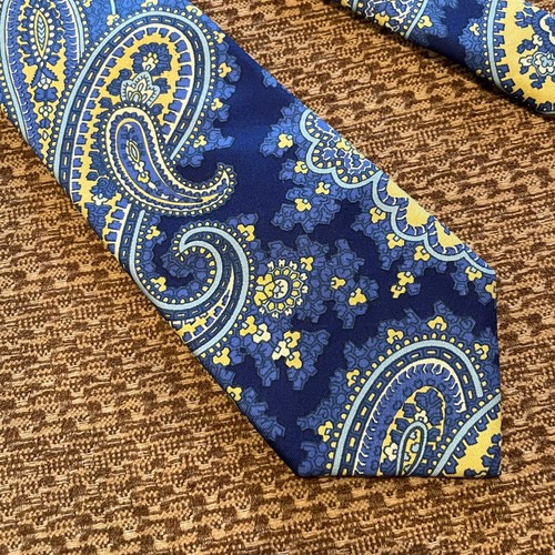 Turnbull & Asser Silk Tie Blue Teal Paisley Made in England Old Money 3.5x57 - Picture 2 of 7