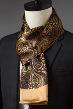 100 Silk men women Scarf neckerchief Wrap paisley yellow beige coffee MY175-20