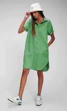 GAP shirt dress size Small linen cotton short sleeve  Green NWT