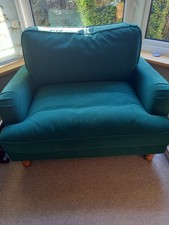 Dunelm Dark Green Velvet Snuggle Armchair Good Condition Used