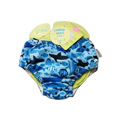 NWT i play iplay green sprouts Swim Swimsuit Diaper Reusable Blue Sharks 12M