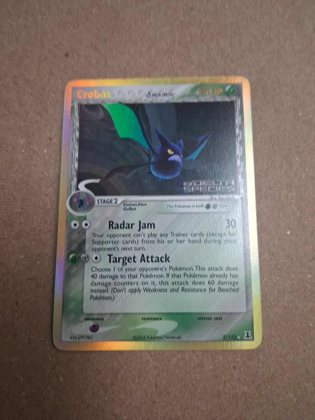 Pokemon Crobat 2/113 Ex Delta Species STAMPED Reverse Holo NM Fast Ship