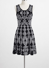 Clements Ribeiro Portobello knit fit & flare mid black white Dress Size Small