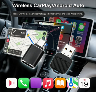 2in1 Wireless Carplay Android Auto Adapter USB Car Dongle Connect Box Plug&Play