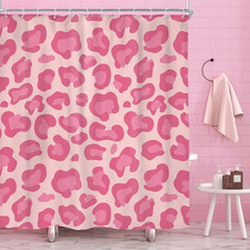Pink Cheetah Print Shower Curtain Set Cute Leopard Girl Bathroom Decor 60X72 M