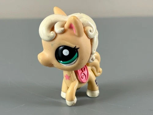 Littlest Pet Shop Horse Pony #1992 Hasbro LPS Blonde Pink Saddle Scuffs Scratche