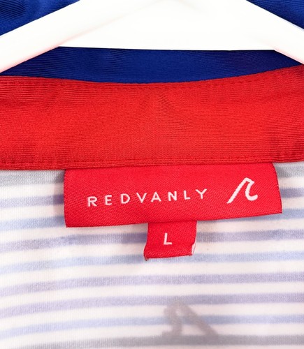 Redvanly Poloshirt Herren L blau gestreift Golf Performance camel bestickt - Bild 3 von 6