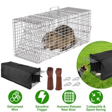 Large 1-Door Humane Catch  Release Live Animal Cat Trap Cage Live Raccoon Trap