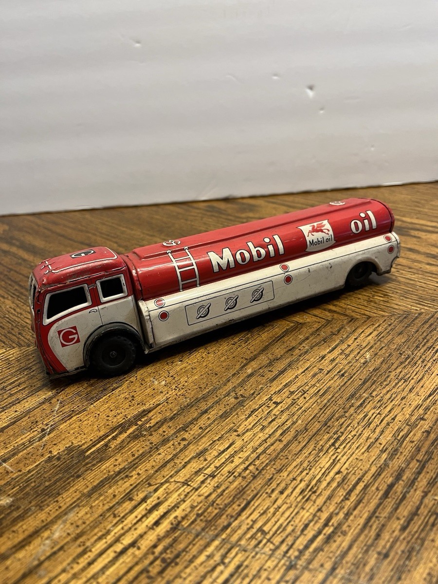 萬代屋【トヨタ パブリカ 白ホイルキャップ交換】ブリキtin toy car箱無 Vintage 1950s Japan Tin Friction Mobil Gas Pegasus Tanker Truck