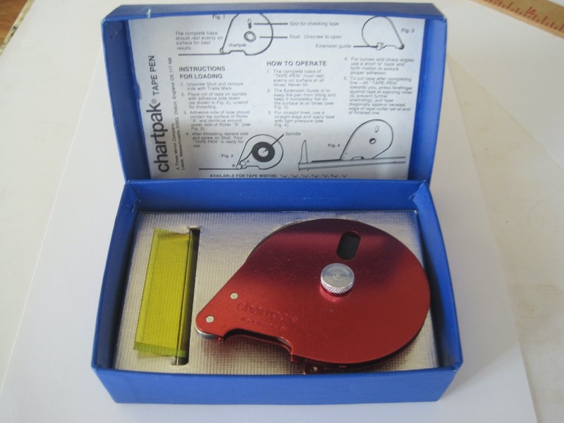 Chartpak Tape Pen 1/8" Metal W/ Box Red