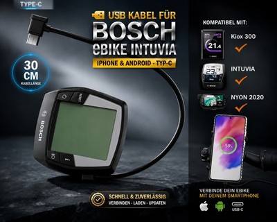 USB Kabel für Bosch Ebike Intuvia auf Smartphone mit USB C
