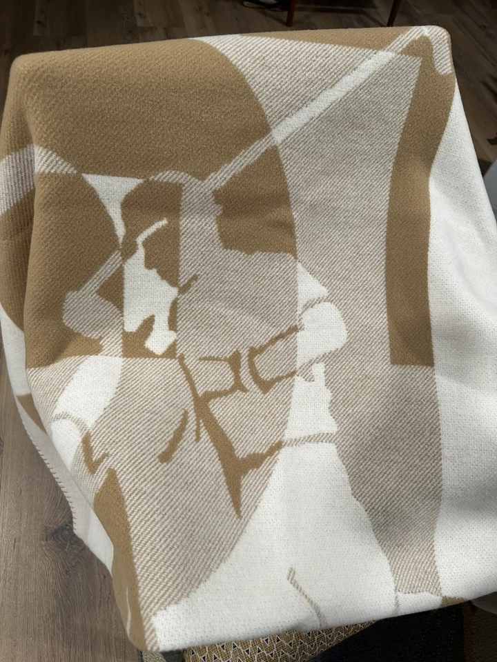 Ralph Lauren Home RL Polo Pony Stadium Throw Wool Blanket Camel Cream Scotland - Image 4 of 4