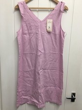 Tu Women Linen Viscose Pink Dress Size 14 Sleeveless V-Neck