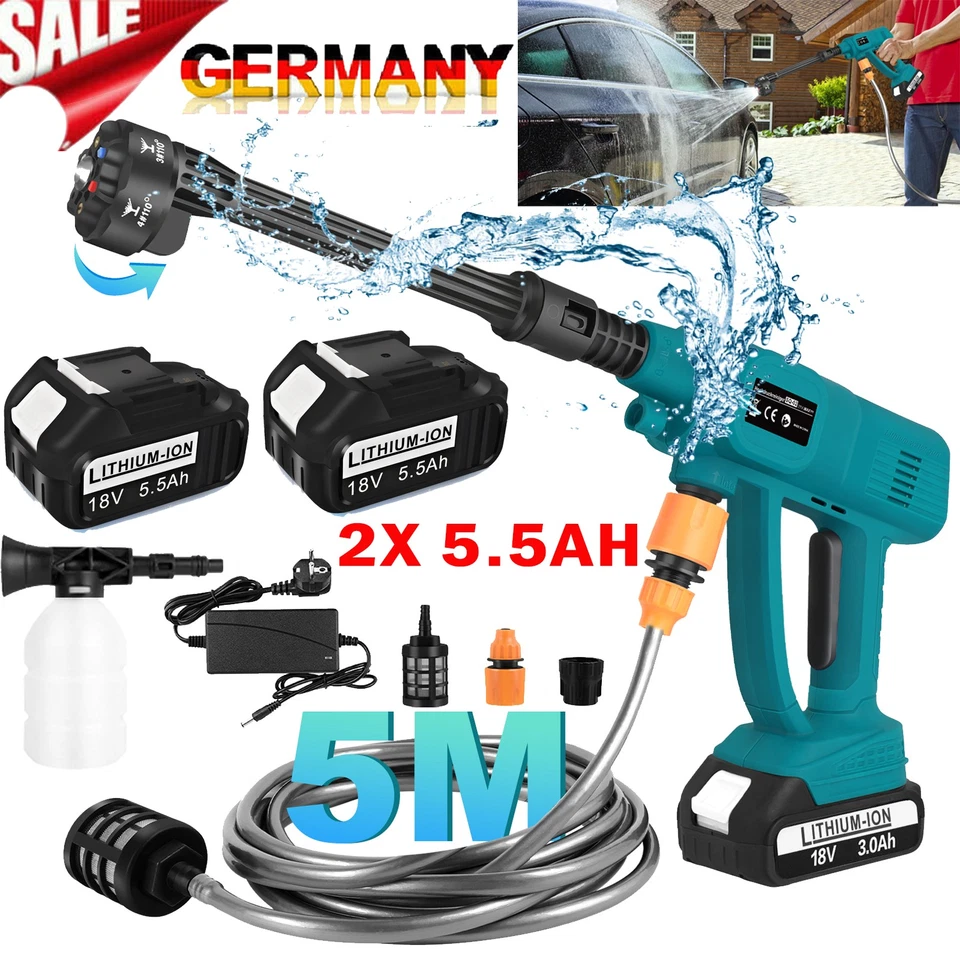 MARKENLOS Hochdruckreiniger Für Makita 18V Akku Druckreiniger Spritzpistole / Ladegerät DE