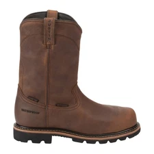 Justin Boots Pulley Waterproof Round Steel Toe Cowhide Mens Brown Work Boots