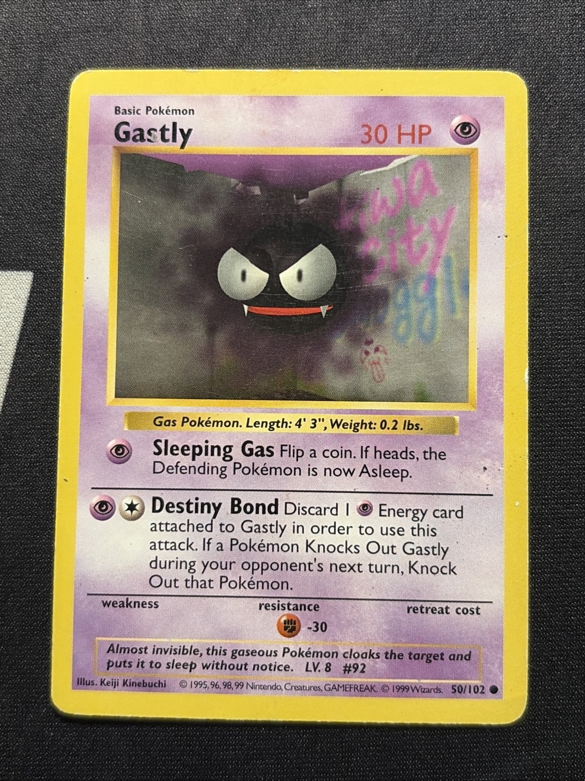 Gastly Unlimited Base Set (Shadowless) 050/102 MP Pokémon TCG