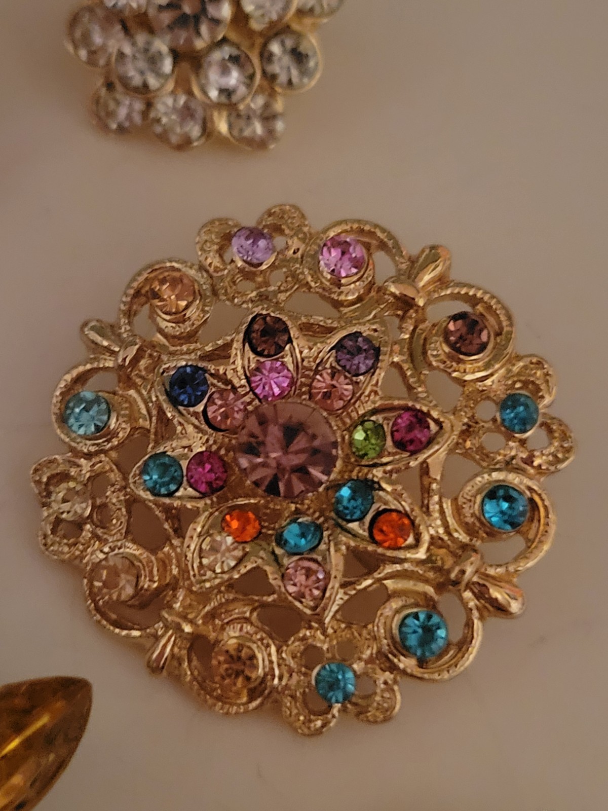 Spring Multicolor Yellow Clear Rhinestone Flower … - image 4