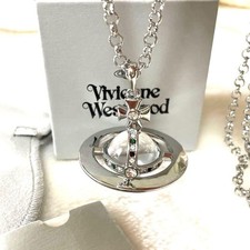   In Box/Pouch  Vivienne Westwood Small Orb Necklace Clear Silver Top 4.5cm